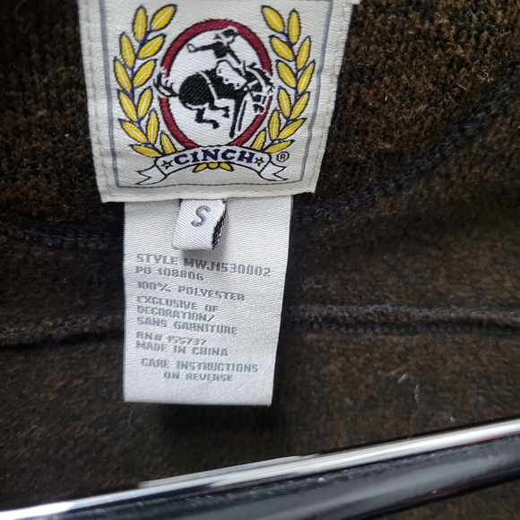 Cinch Full-Zip Fleece Jacket Brown Size Small Men's Pre-owned Condition - Picture 9 of 10